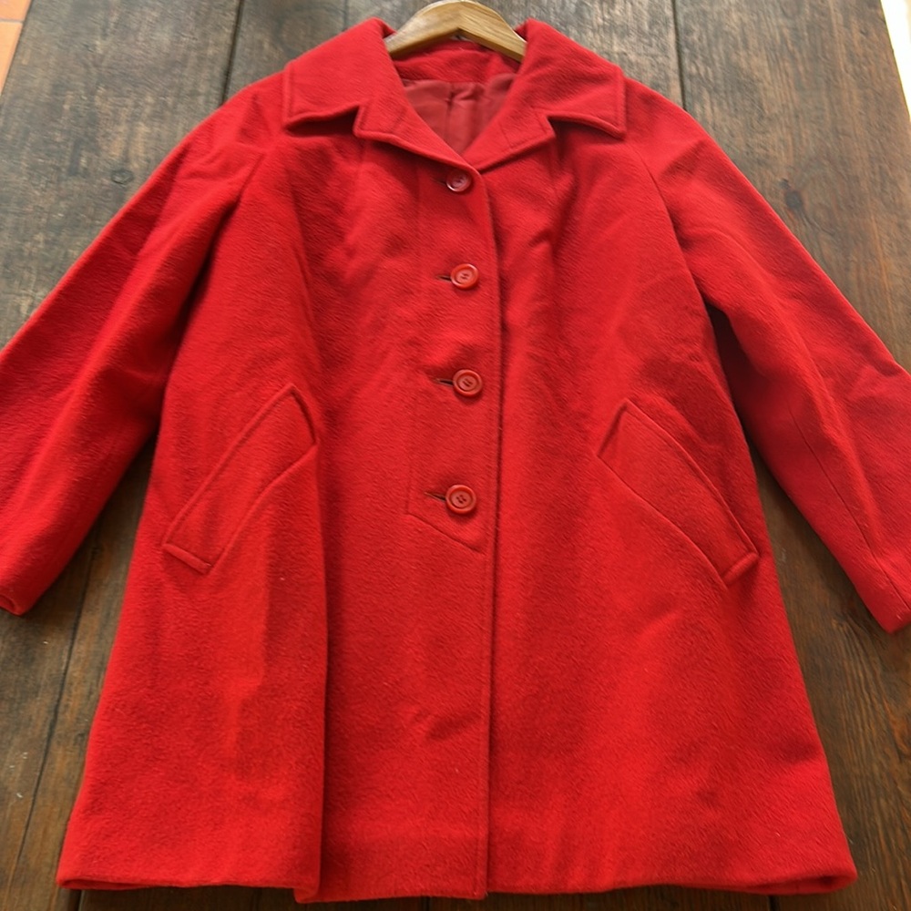 Vintage Red Pea Coat-union made cute! Med/lrg